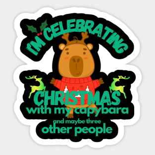 Celebrating Christmas With My Capybara 2 Sticker